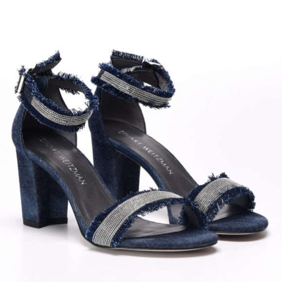 2X HP. Stuart Weitzman Chain Gang Embellished Sandals - Picture 1 of 10